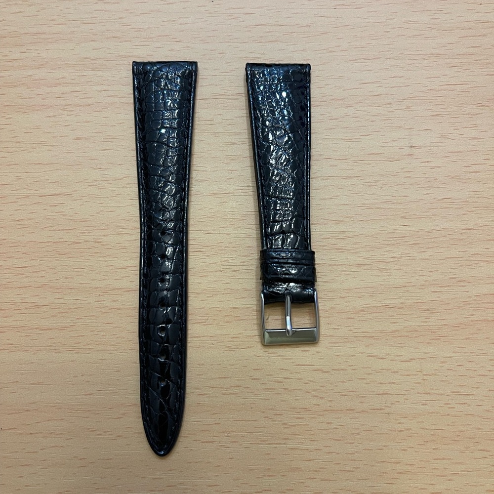 Patek Philippe Geneve 20mm x 14mm Shiny Black Watch Strap Color 100 Authentic - Picture 2 of 5